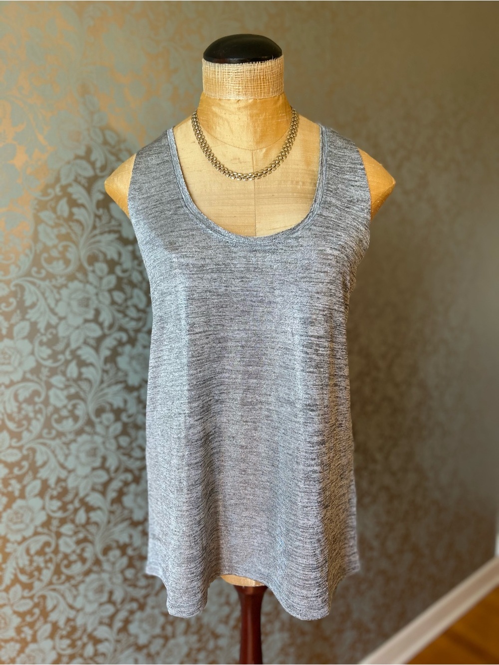 H&M Women's Sleeveless Scoop Neck Tank Top - Shinny Silver Gray